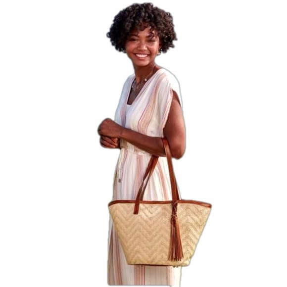 Patricia Nash Woven Tote Zig-Zag Eco-Friendly Boho Chic Bag - Picture 8 of 8